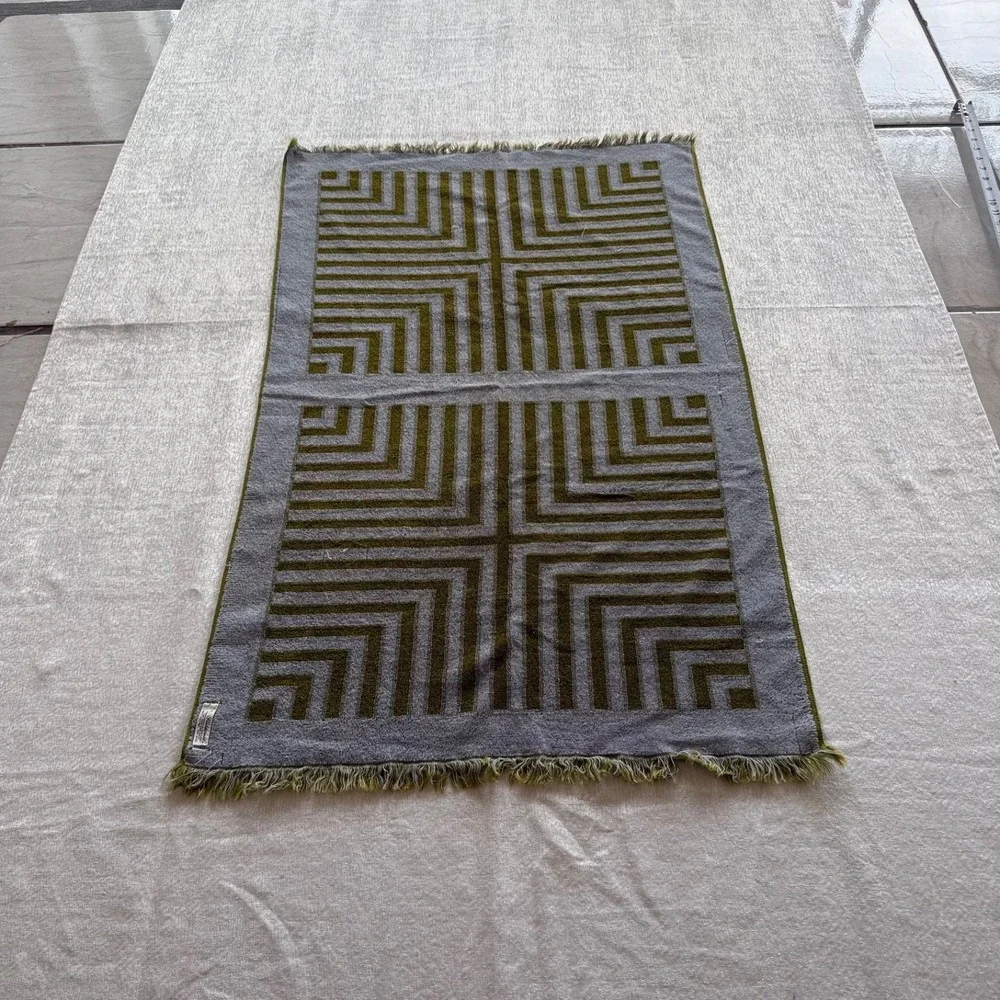 Vintage Yves Saint Laurent Fieldcrest Bath Towel Geometric MCM Fringe USA